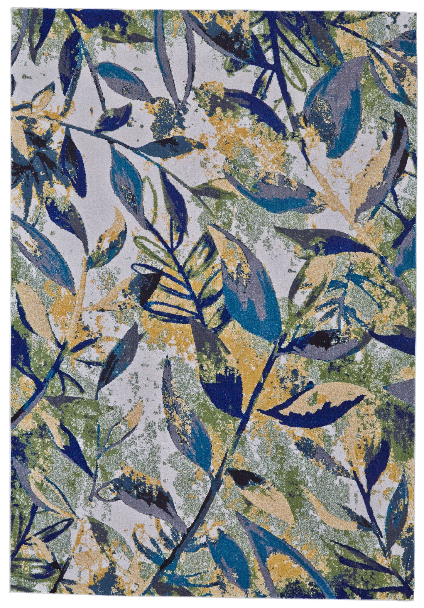 Brixton Modern/Tropical/Cottage Floral & Botanical/Distressed Green/Blue/Ivory - Feizy Rug