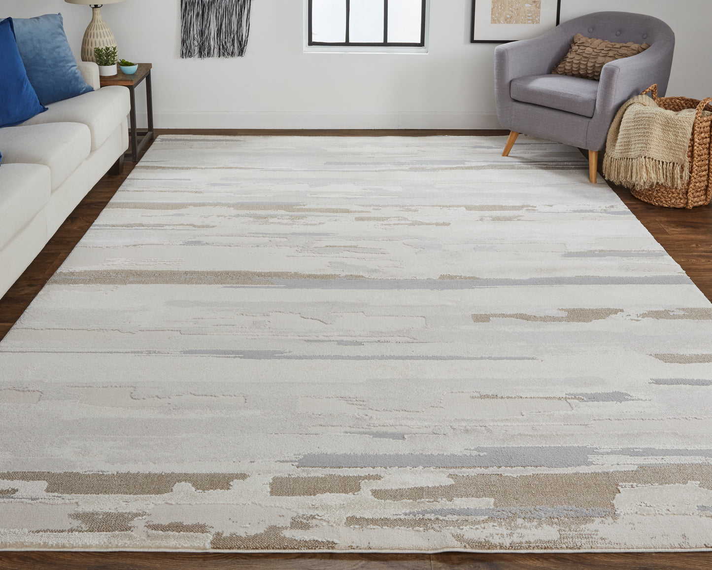 Vancouver Modern/Industrial Ivory/Tan/Brown Area Rug