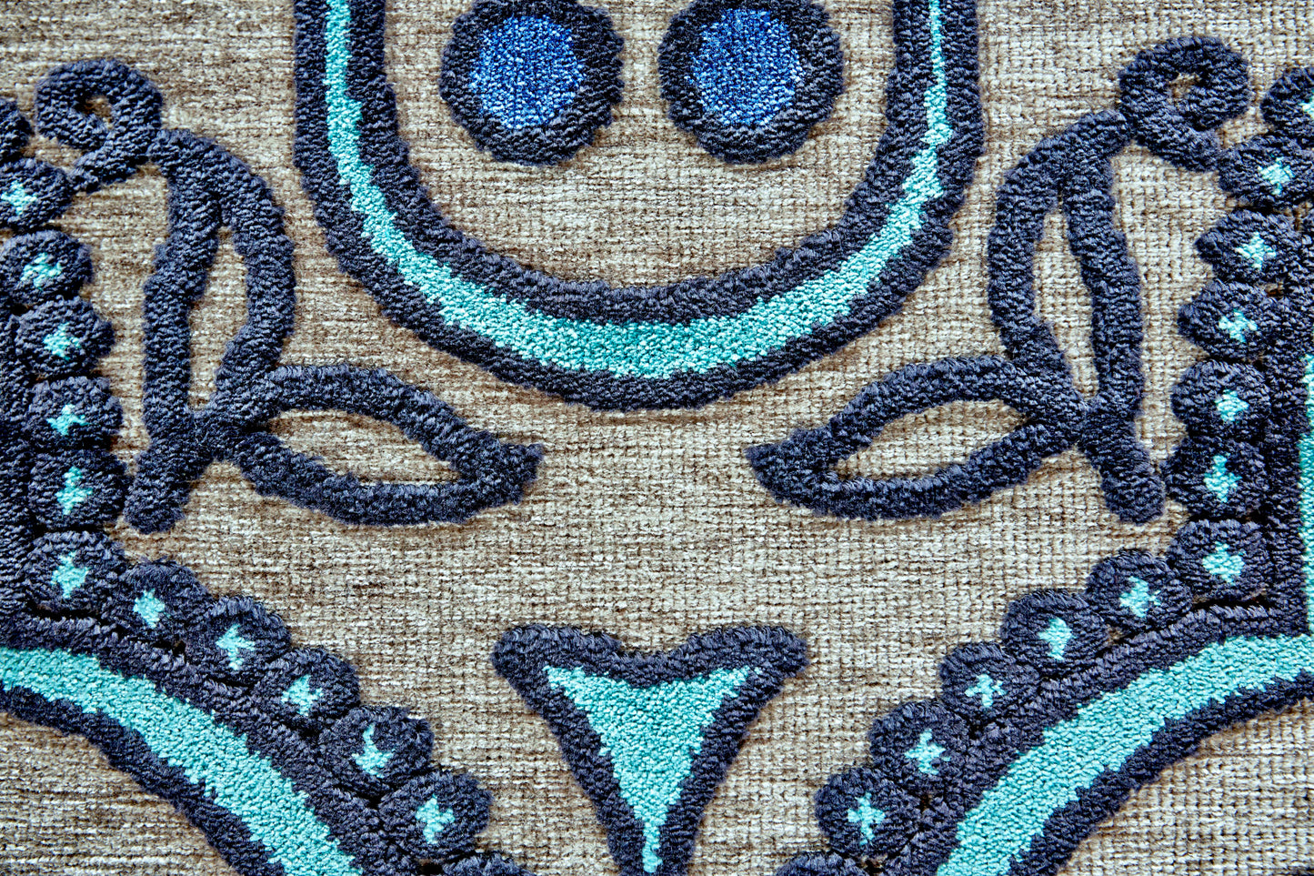 Saphir Callo Modern/Bohemian & Eclectic/Cottage Damask/Ikat Tan/Taupe/Blue - Feizy Rug