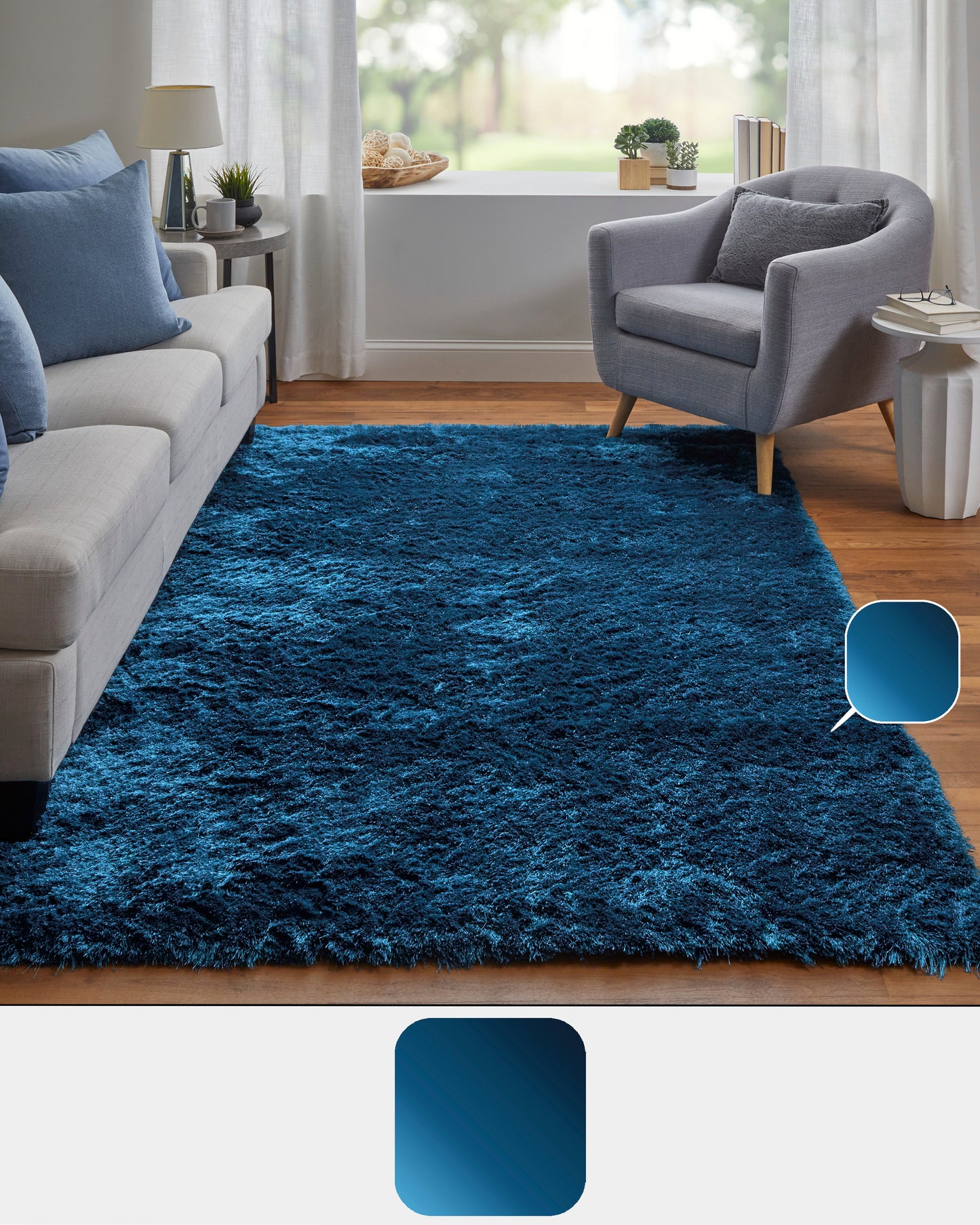 Indochine Modern/Luxury & Glam/Casual Blue/Green Accent Rug