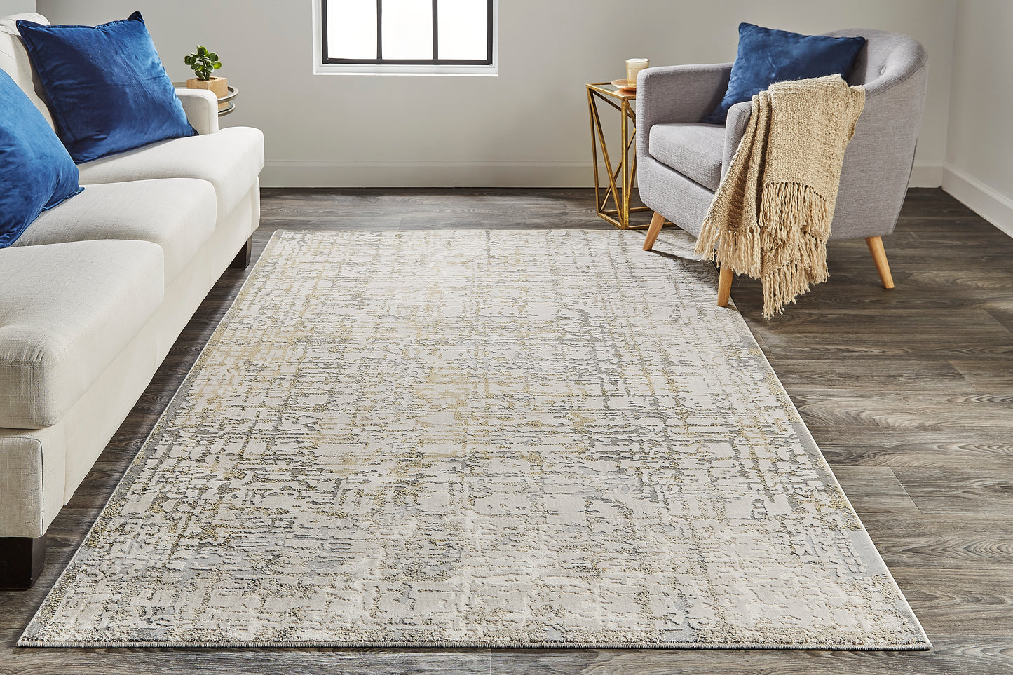 Waldor Modern/Industrial Ivory/Gray Accent Rug  Feizy Rugs Small Parcel,Feizy Rugs,Waldor,Ivory/Gray,1'8" x 2'10",Accent Rug,Polypropylene/Polyester,Modern/Industrial,Turkey