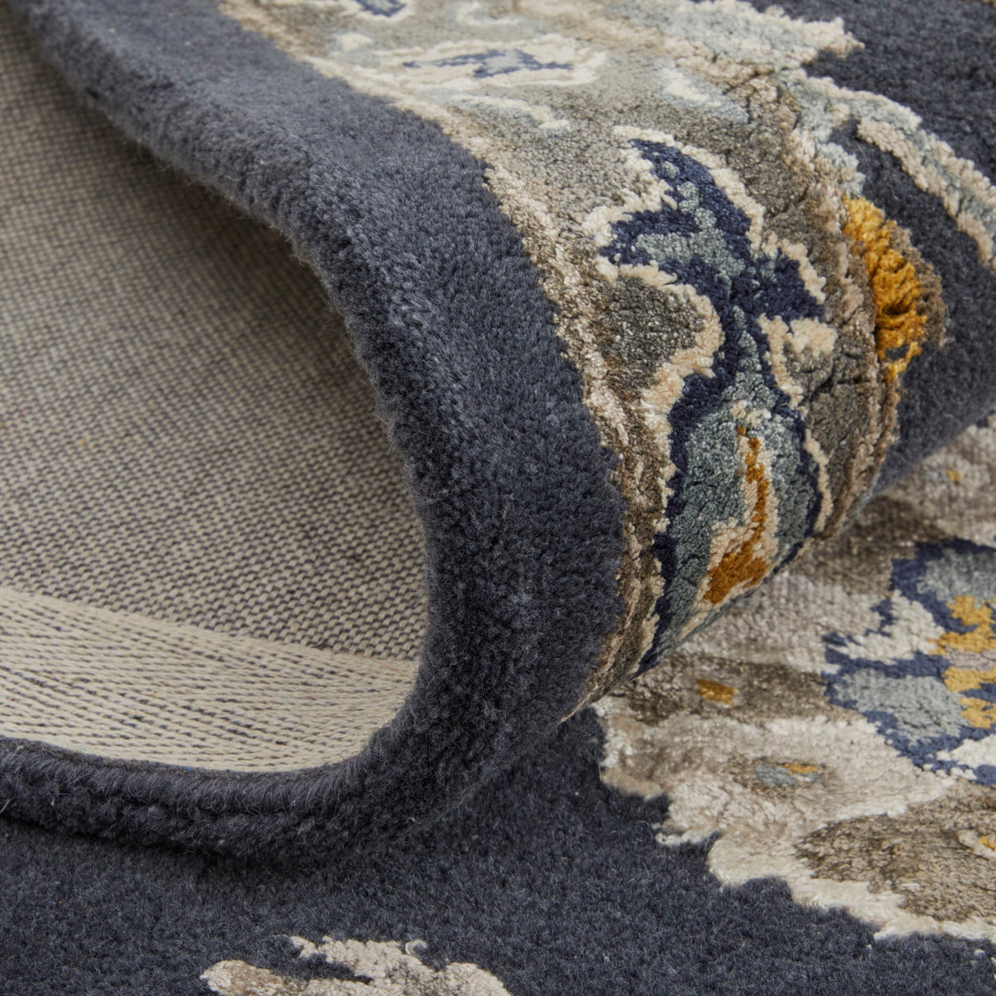 Prescott Traditional/Bohemian & Eclectic/French & Victorian Floral & Botanical/Scroll/Paisley Blue/Silver/Gray - Feizy Rug