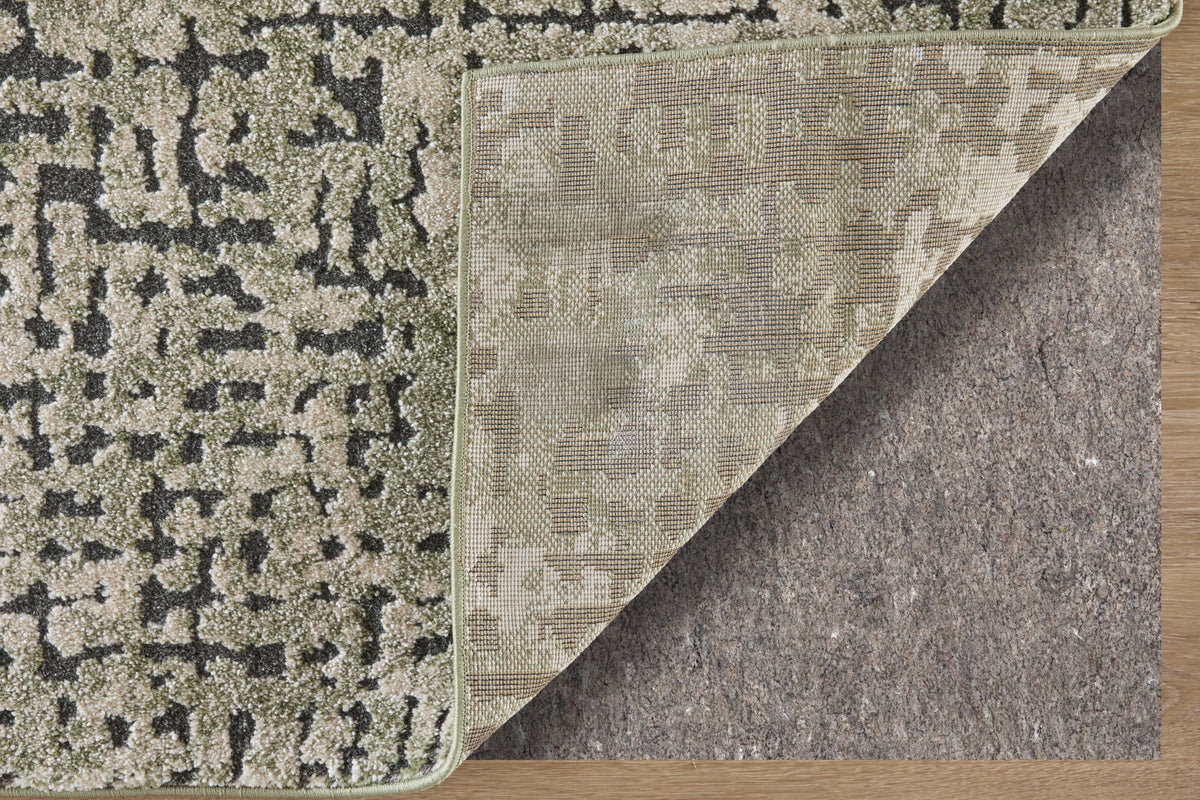 Gilmore Modern Abstract/Checkered Green/Ivory/Black - Feizy Rug