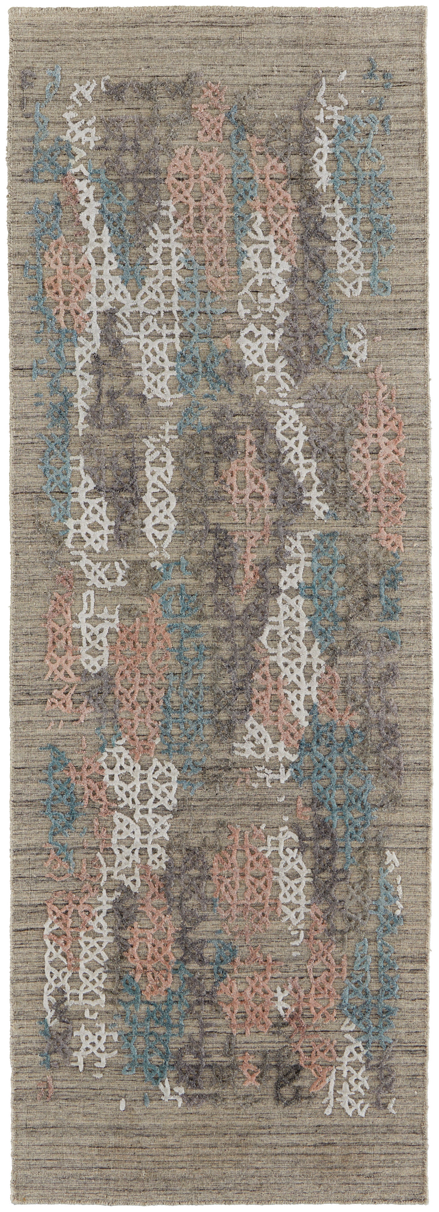 Elias Modern/Casual Abstract/Geometric/Distressed Pink/Blue/Taupe - Feizy Rug