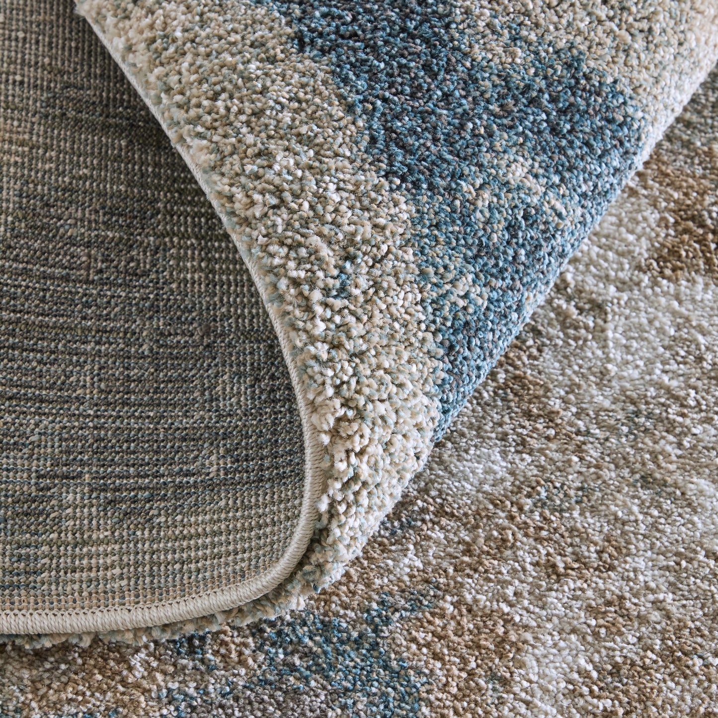 Richmond Modern/Industrial Abstract/Distressed Gray/White/Blue - Feizy Rug