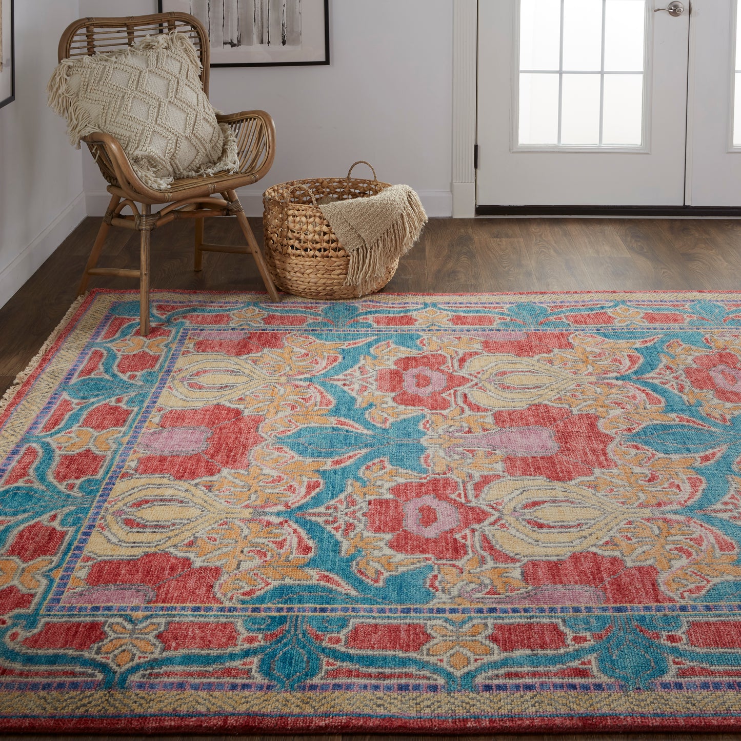 Beall Traditional/Rustic Blue/Red/Yellow Area Rug