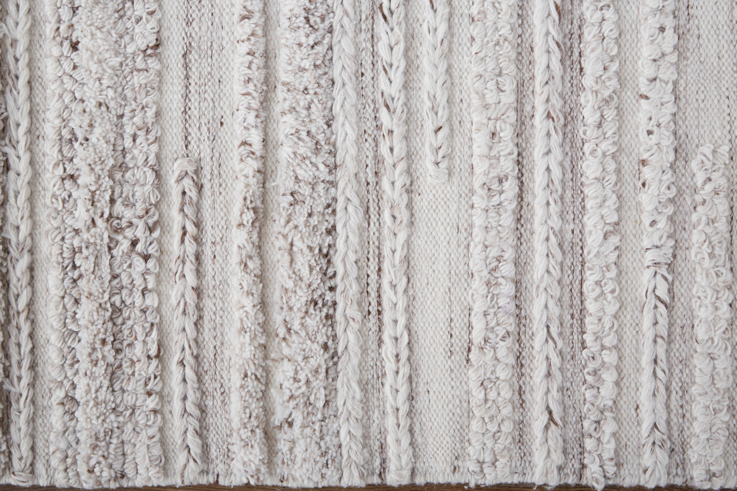 Alden Transitional/Casual/Scandinavian Stripes/Solid Ivory/Taupe - Feizy Rug