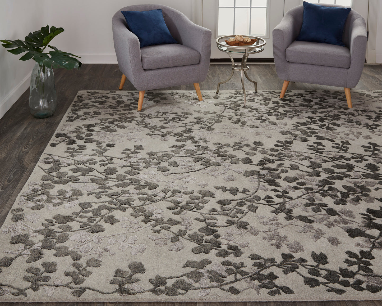 Bella Transitional/Casual Floral & Botanical Gray/Silver/Taupe - Feizy Rug