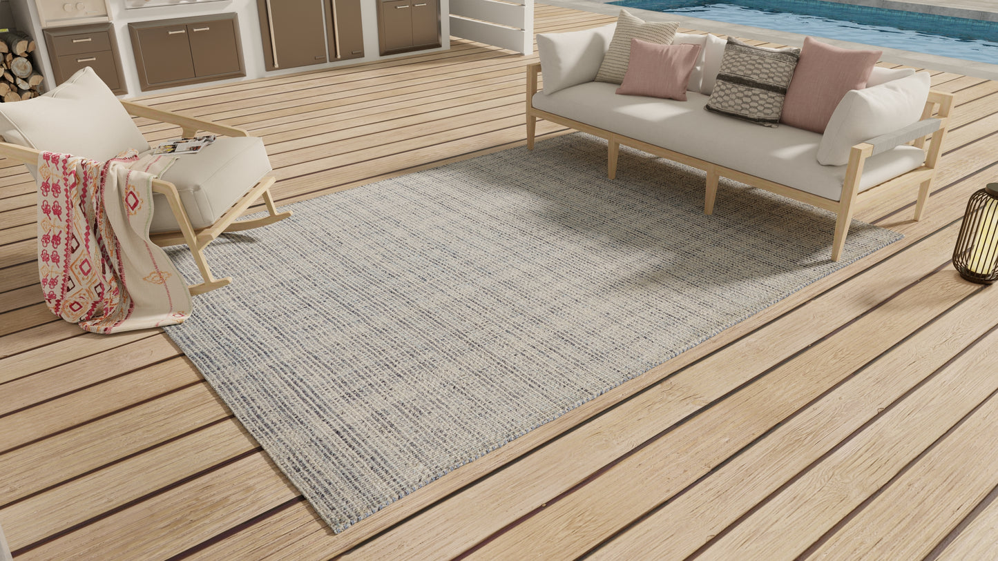 Naples Transitional/Casual/Nautical & Coastal Solid/Stripes Gray/Ivory/Blue - Feizy Rug