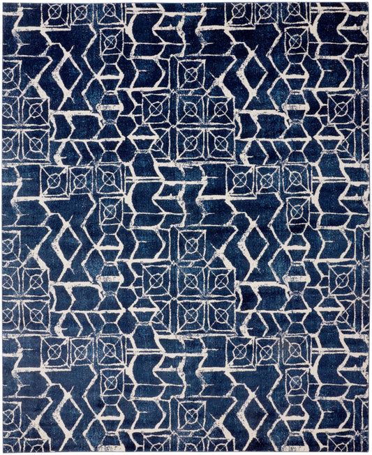 Remmy Transitional/Farmhouse Geometric Blue/Ivory - Feizy Rug