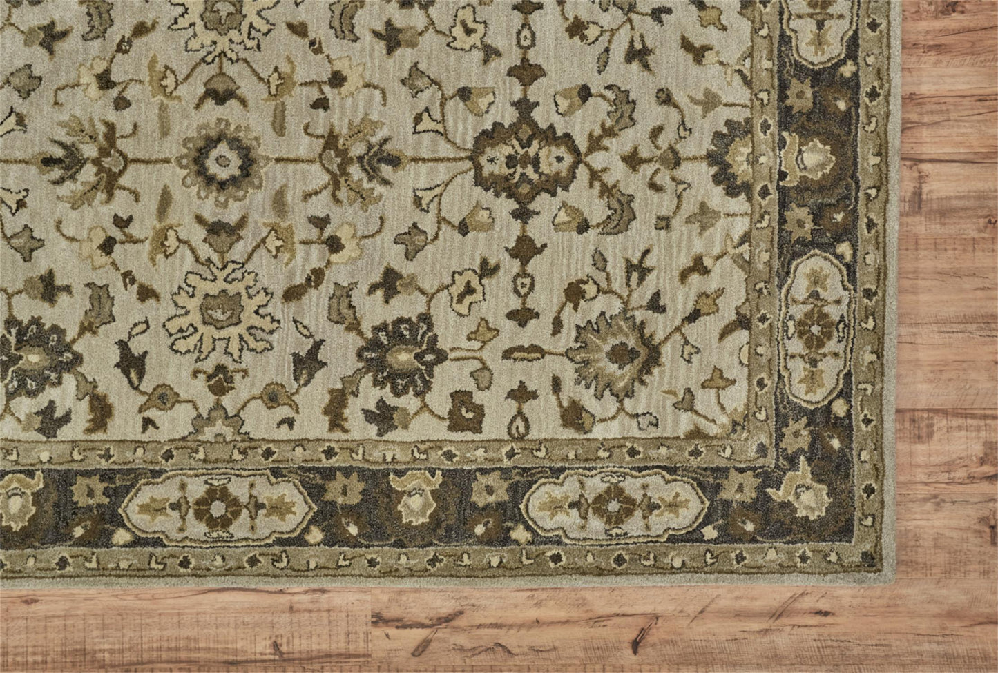 Eaton Traditional/Classic/Persian Oriental/Persian/Bordered Gray/Ivory/Taupe - Feizy Rug