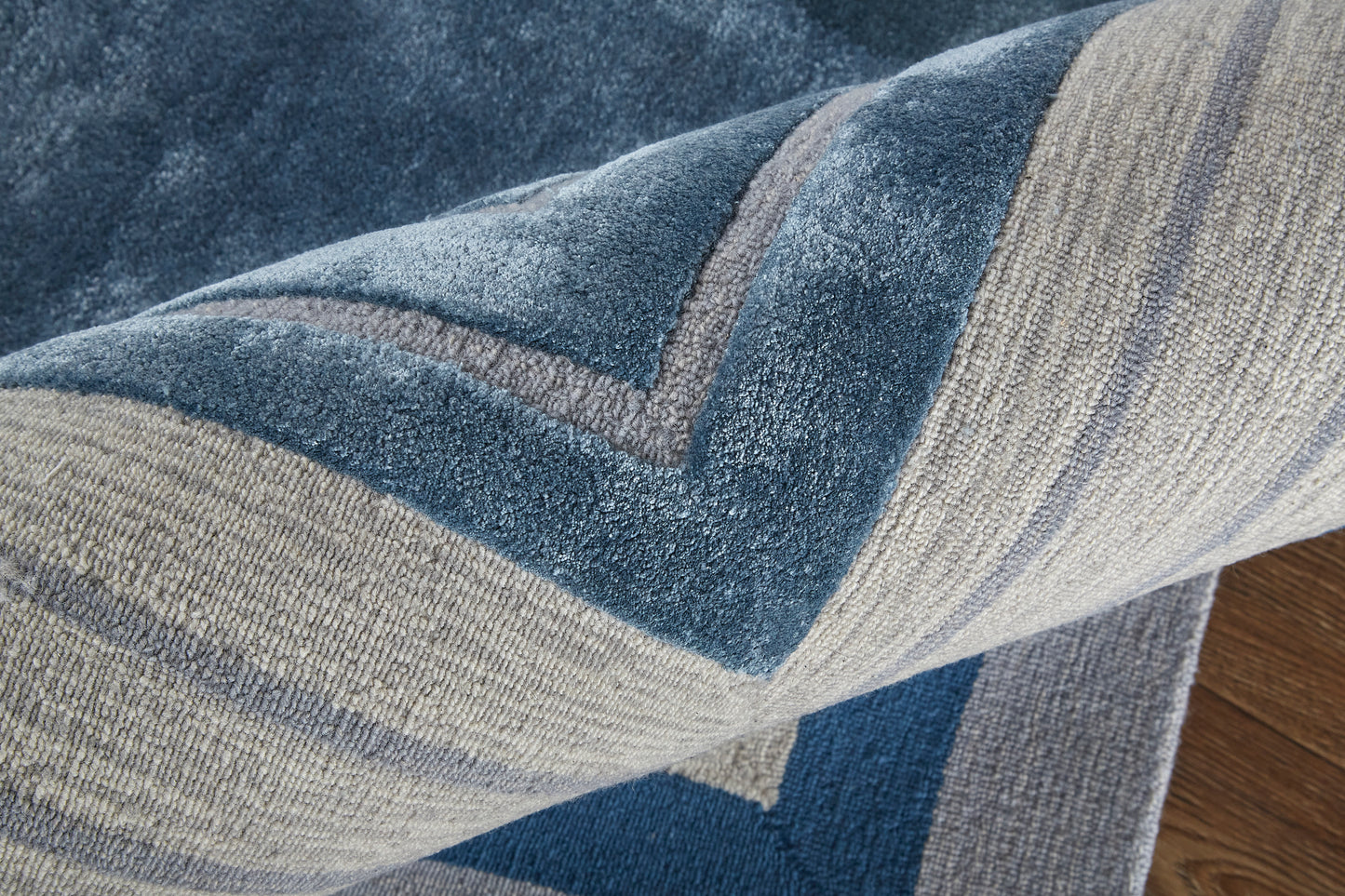 Nash Modern/Mid-Century Modern/Industrial Geometric/Color Block/Abstract Blue/Ivory/Gray - Feizy Rug