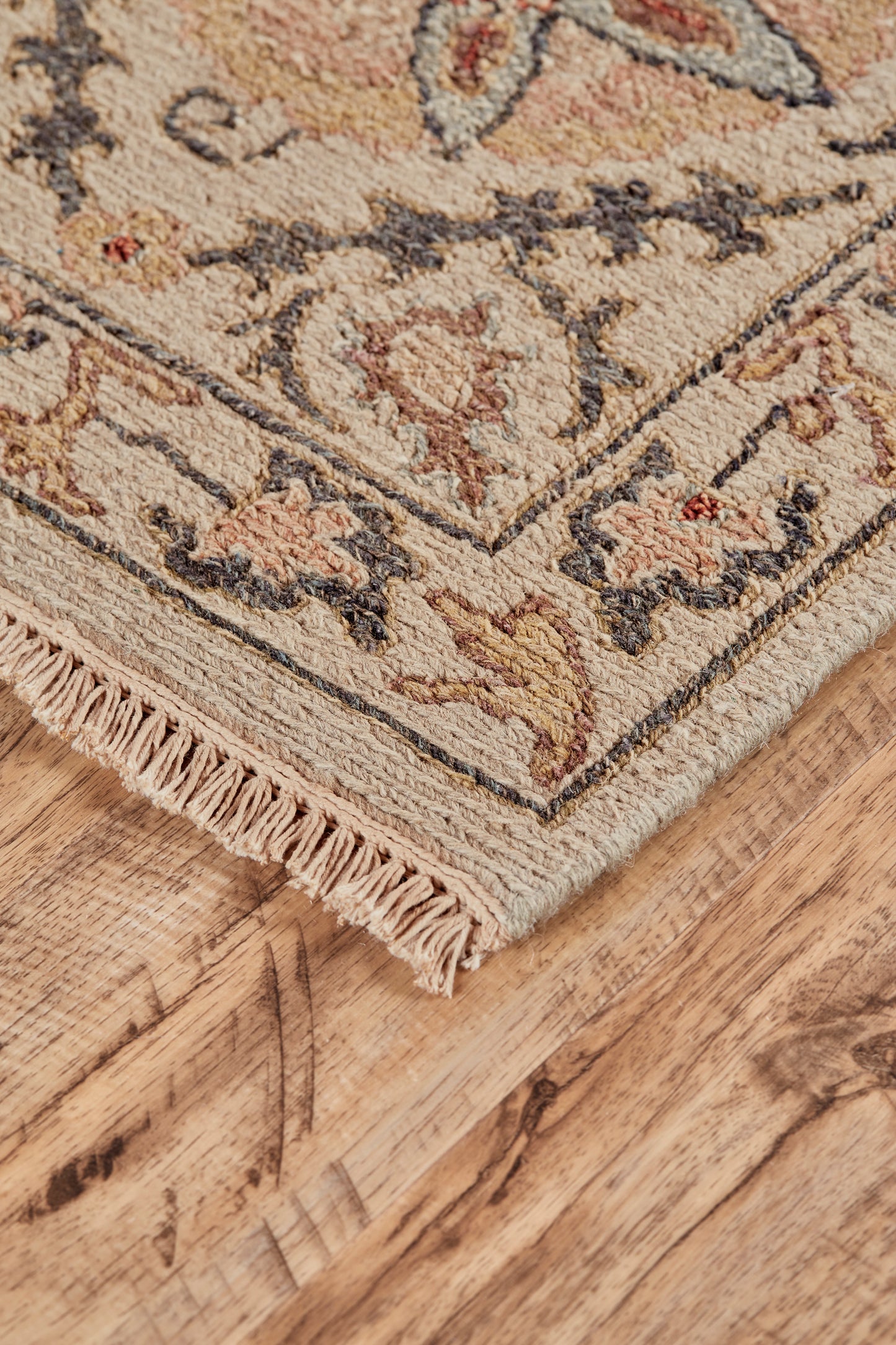 Amherst Traditional/Classic Bordered/Floral & Botanical Tan/Gray/Red - Feizy Rug