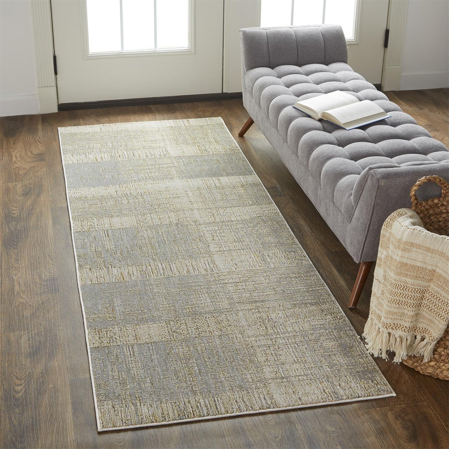 Aura Modern/Casual/Industrial Gray/Ivory Runner  Feizy Rugs Small Parcel,Feizy Rugs,Aura,Gray/Ivory,2'10" x 7'10",Runner,Polyester/Polypropylene,Modern/Casual/Industrial,Turkey
