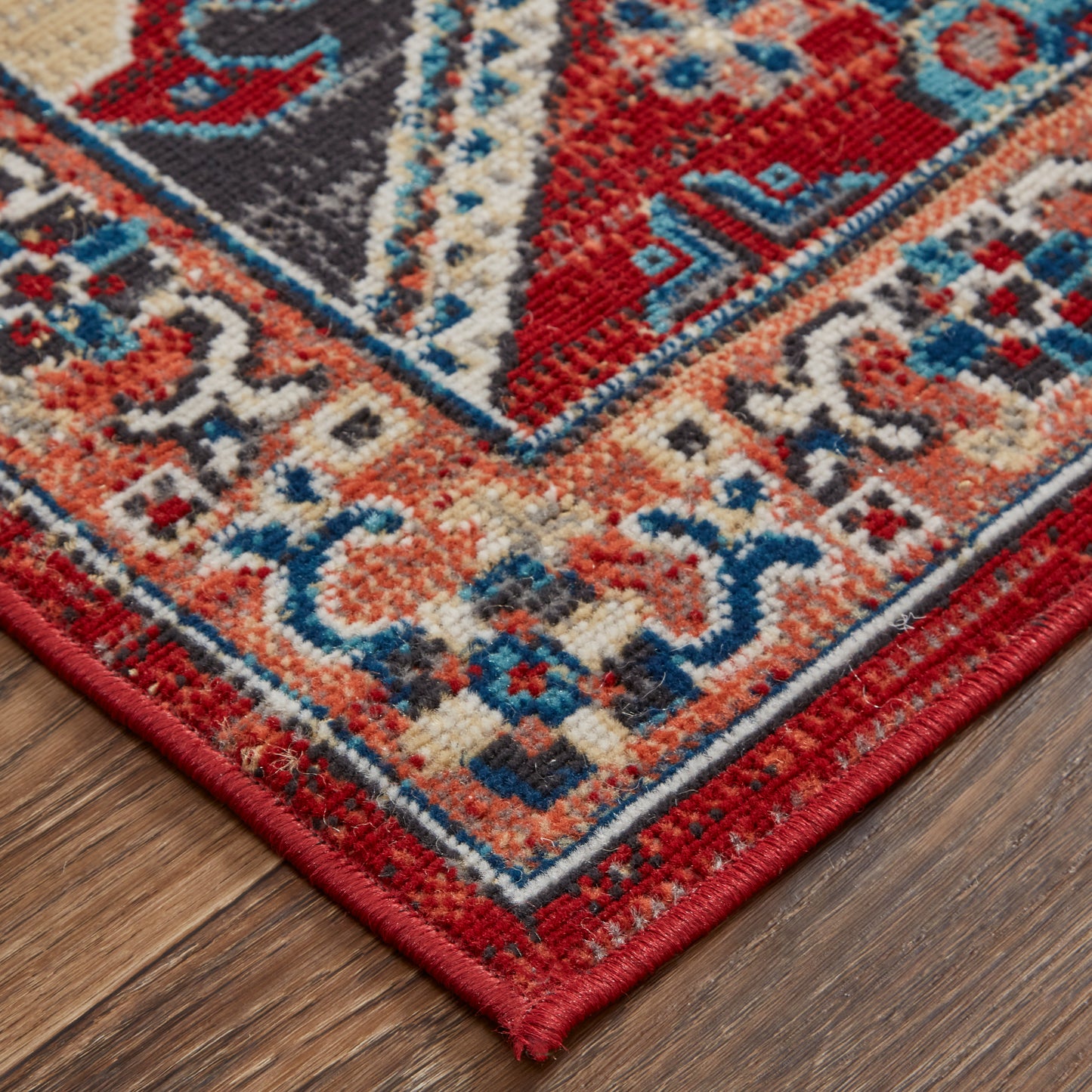 Nolan Transitional/Bohemian & Eclectic/Vintage Medallion/Persian/Distressed Red/Gray/Tan - Feizy Rug
