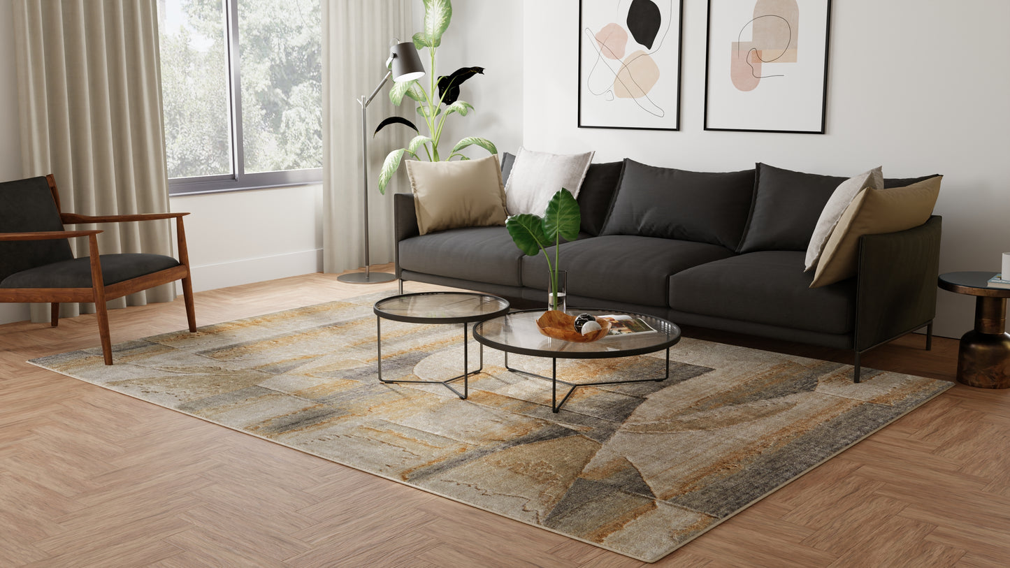 Jaxson Modern/Industrial/Bohemian & Eclectic Abstract/Geometric/Gradient & Ombre Tan/Brown/Gray - Feizy Rug