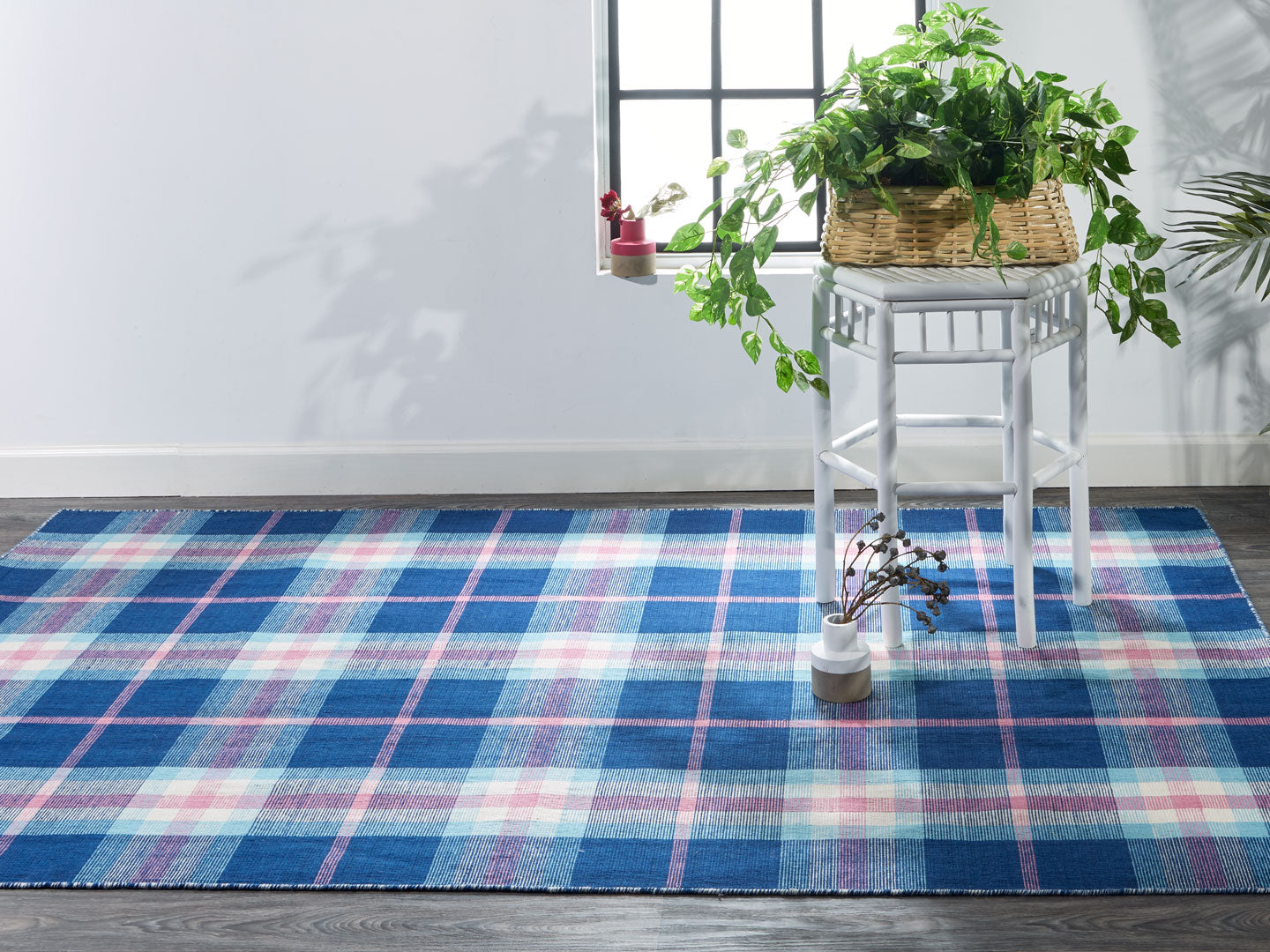 Crosby Transitional/Rustic Plaid Blue/Pink/White - Feizy Rug