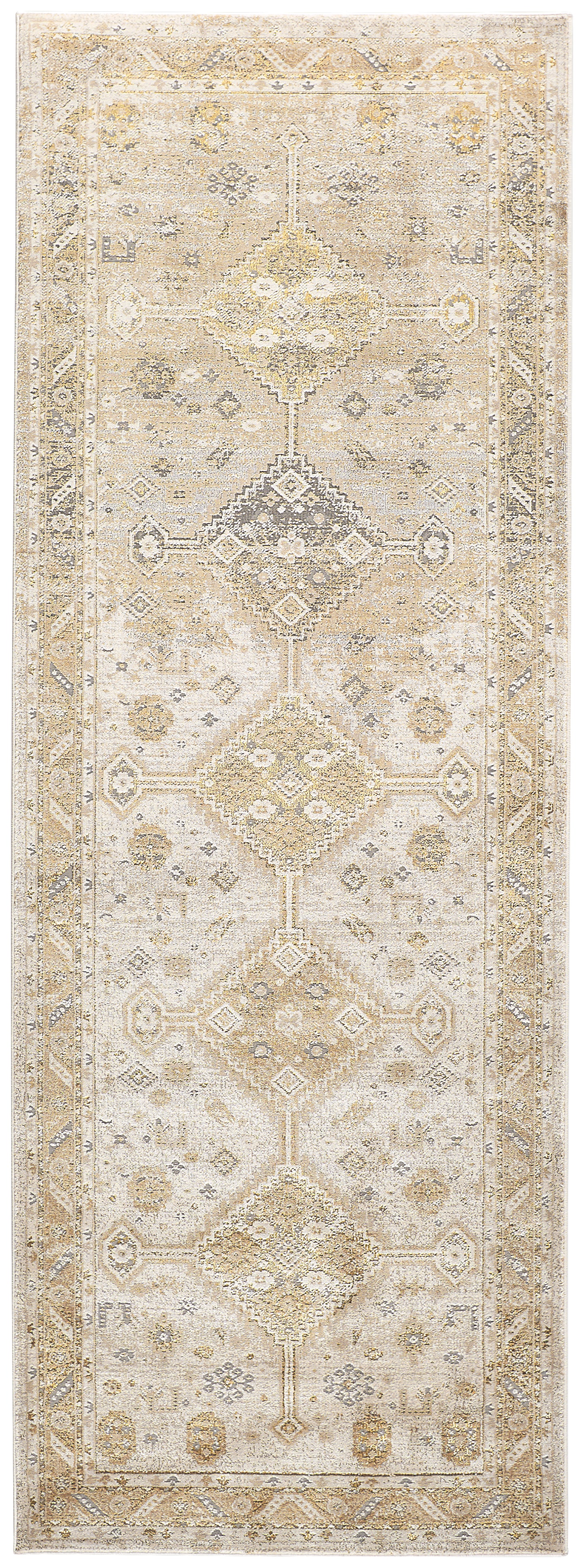 Aura Modern/Vintage/Classic Persian/Oriental Gold/Ivory - Feizy Rug