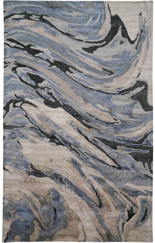 Dryden Transitional/Industrial/Casual Abstract/Watercolor Blue/Gray/Taupe - Feizy Rug