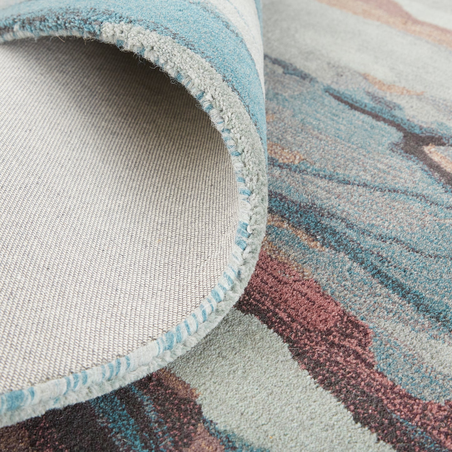 Amira Transitional/Industrial/Casual Abstract/Watercolor Blue/Red/Ivory - Feizy Rug