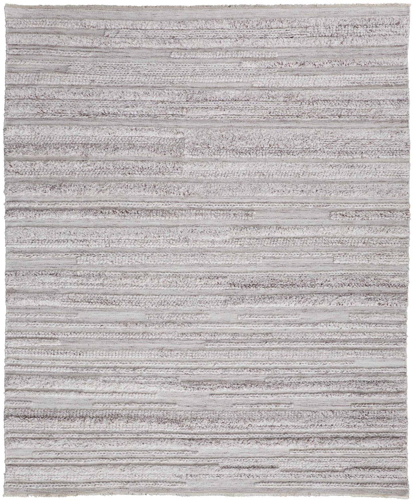 Alden Transitional/Casual/Scandinavian Stripes/Solid Ivory/Taupe - Feizy Rug