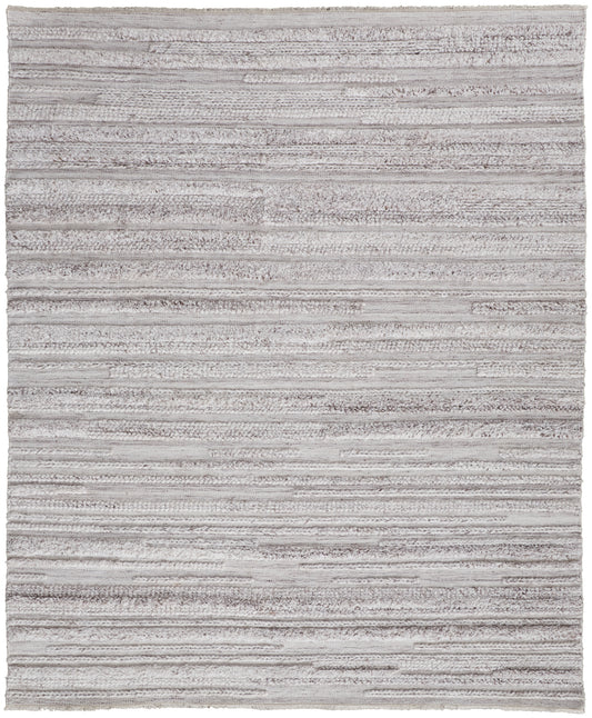 Alden Transitional/Casual/Scandinavian Stripes/Solid Ivory/Taupe - Feizy Rug
