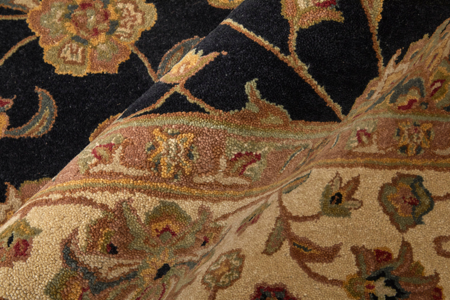 Wagner Traditional/Classic/Vintage Oriental/Persian/Bordered Black/Gold/Tan - Feizy Rug