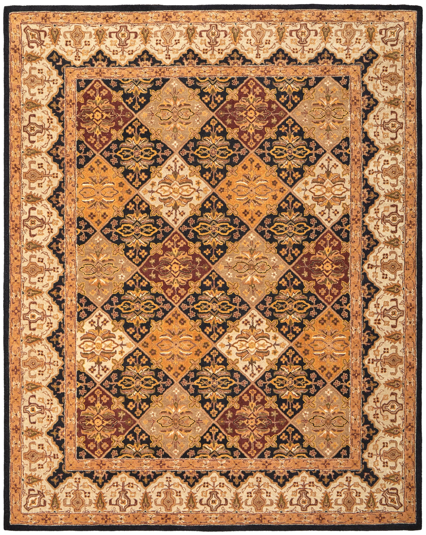 Wagner Traditional/Classic/Vintage Diamond/Persian/Bordered Gold/Tan/Black - Feizy Rug
