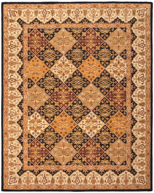 Wagner Traditional/Classic/Vintage Diamond/Persian/Bordered Gold/Tan/Black - Feizy Rug