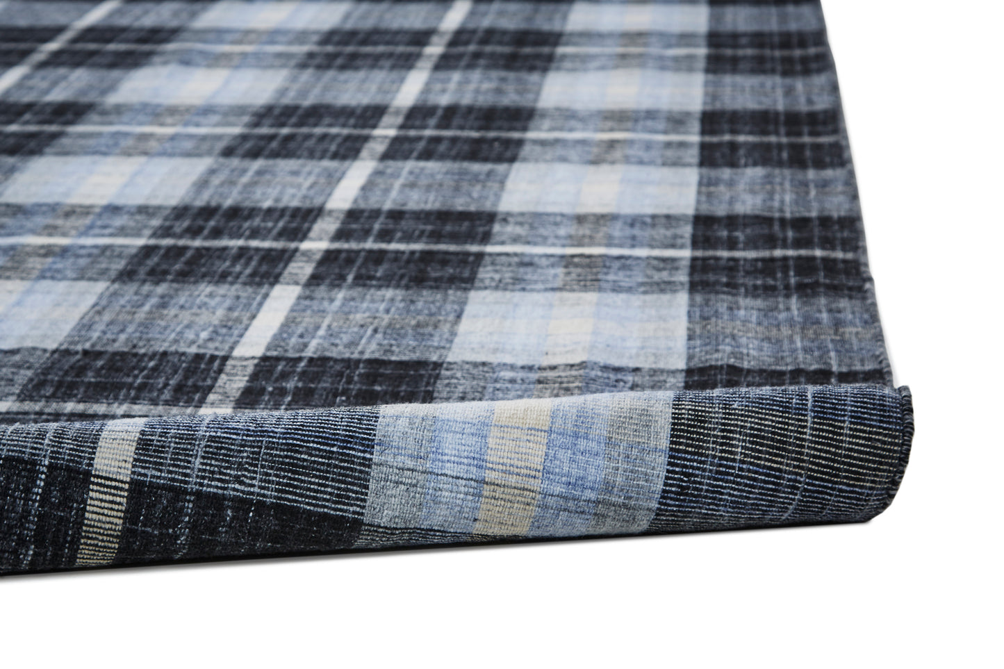 Crosby Transitional/Rustic Plaid Black/Blue/White - Feizy Rug