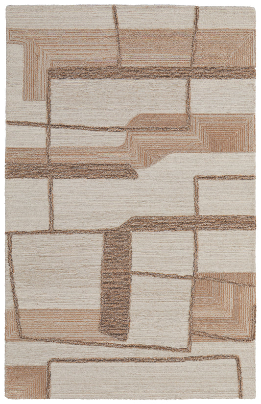 Pollock Modern/Casual/Global Ivory/Brown/Tan Area Rug