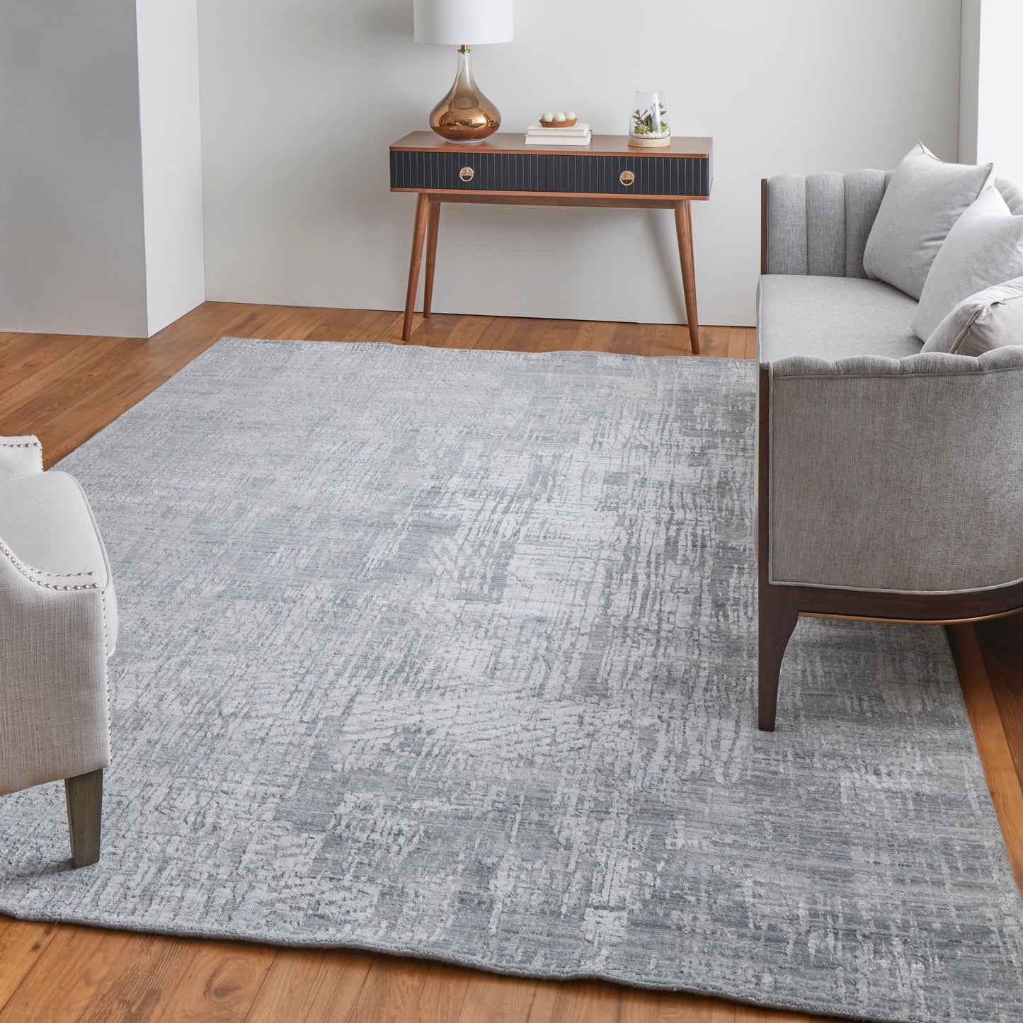 Eastfield Modern/Casual Abstract/Distressed Blue/Silver - Feizy Rug