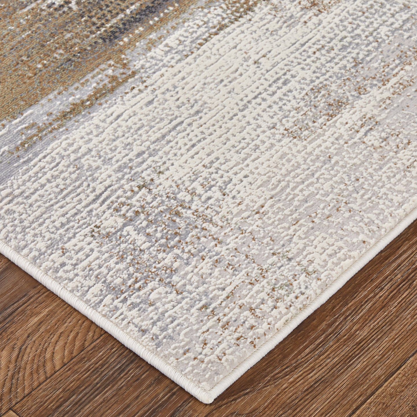 Mandana Modern/Bohemian & Eclectic/Industrial Abstract/Watercolor Brown/Ivory - Feizy Rug
