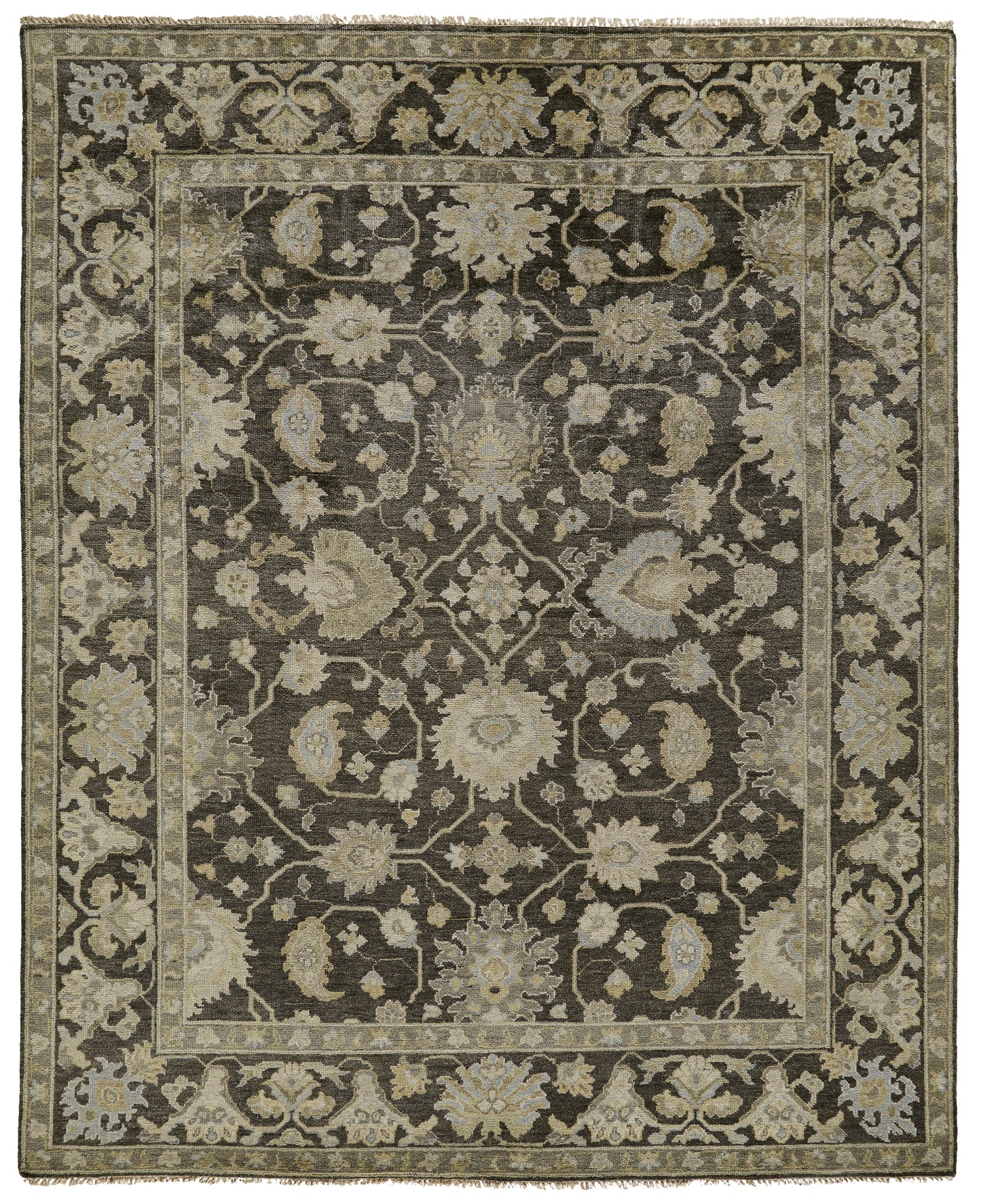 Ustad Traditional/Classic/Vintage Floral & Botanical/Paisley Gray/Taupe/Black - Feizy Rug