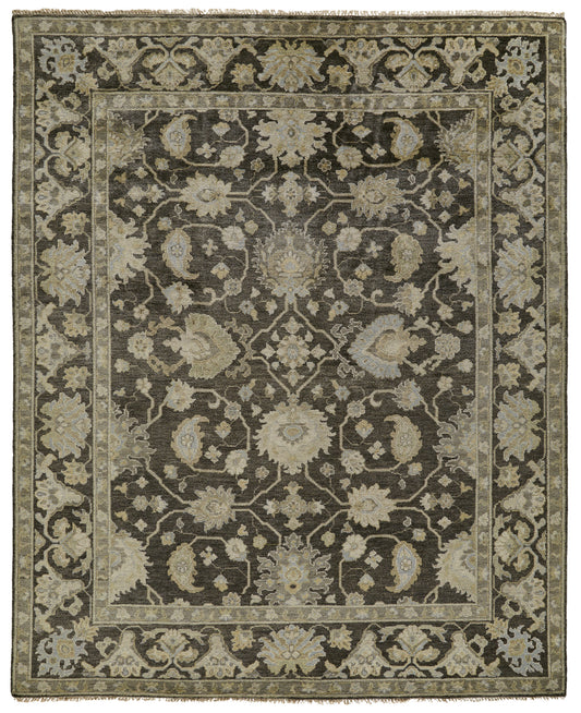 Ustad Traditional/Classic/Vintage Floral & Botanical/Paisley Gray/Taupe/Black - Feizy Rug