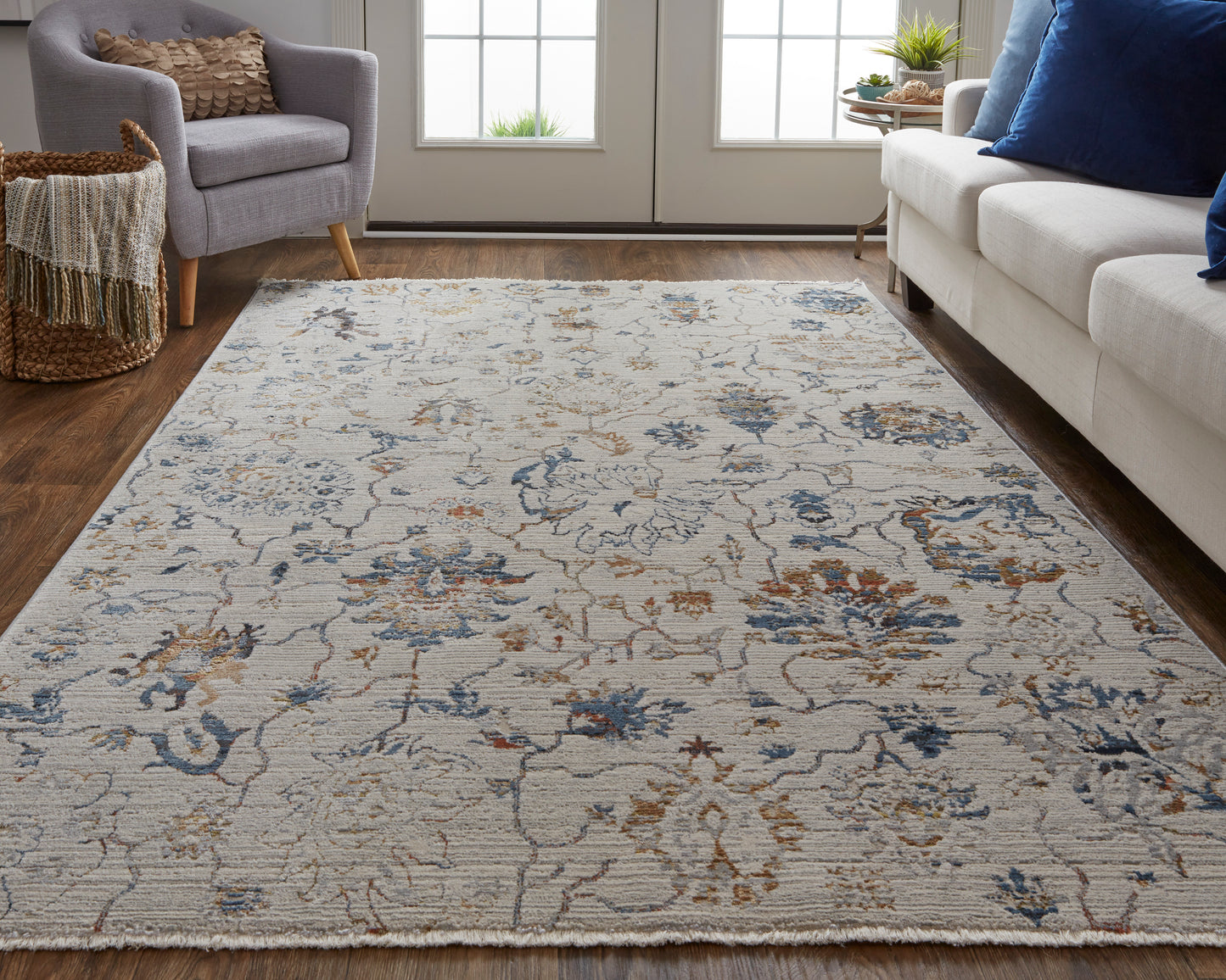 Kaia Transitional/Casual/Bohemian & Eclectic Ivory/Orange/Blue Accent Rug