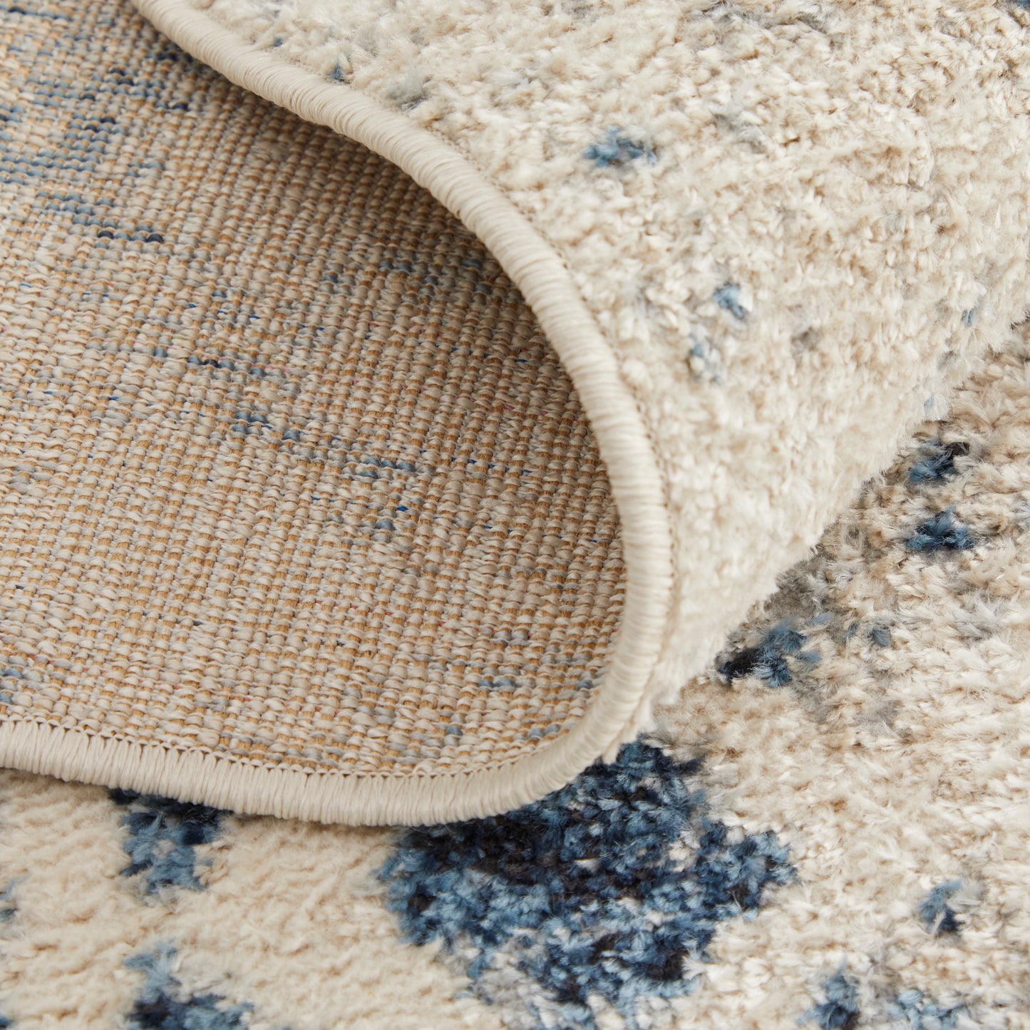 Camellia Transitional/Casual Abstract/Trellis & Lattice/Distressed Ivory/Blue - Feizy Rug