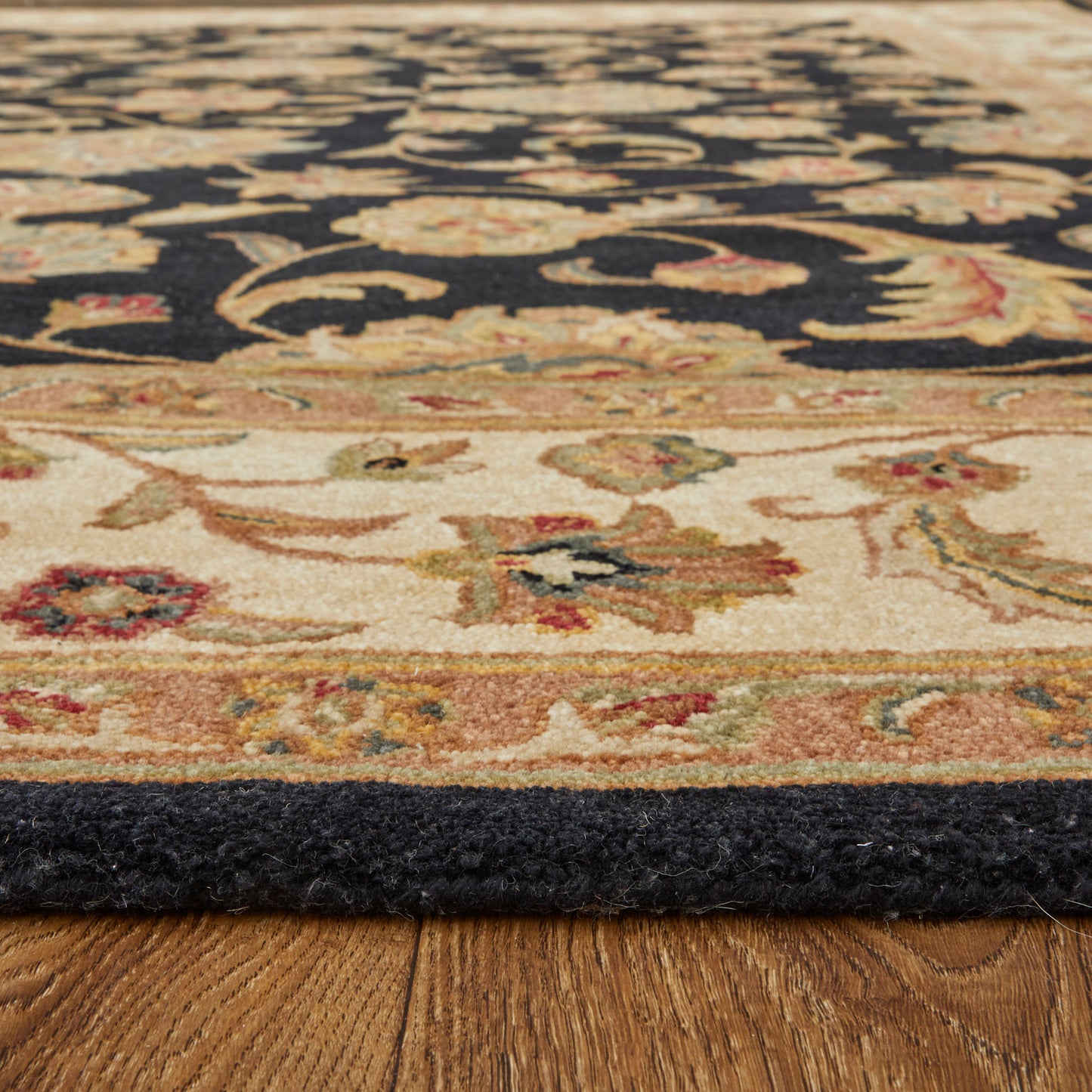 Wagner Traditional/Classic/Vintage Oriental/Persian/Bordered Black/Gold/Tan - Feizy Rug