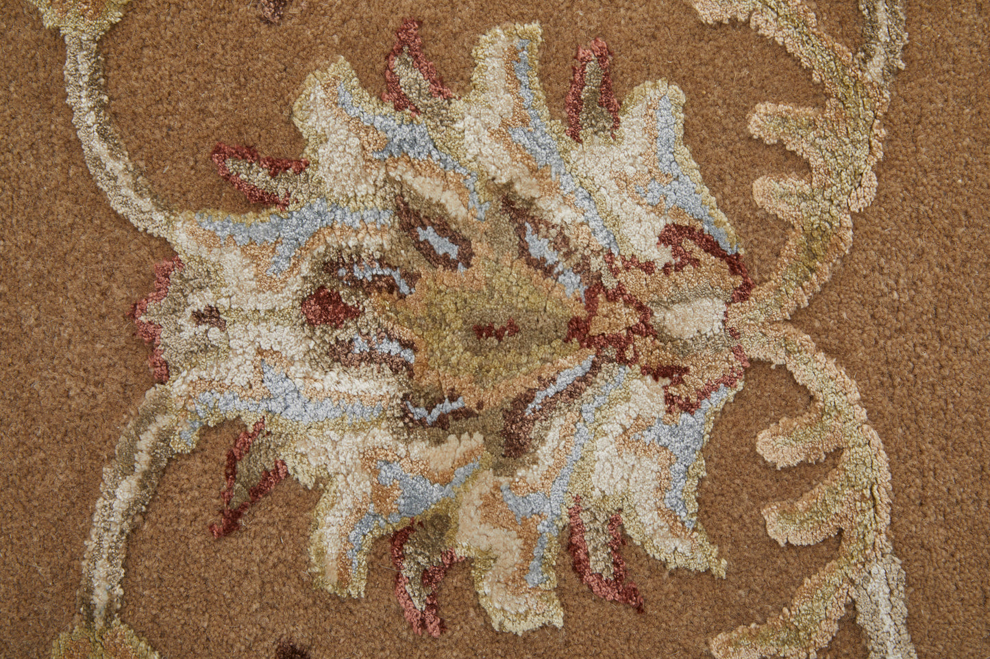 Prescott Traditional/French & Victorian/Bohemian & Eclectic Floral & Botanical/Bordered Tan/Ivory - Feizy Rug