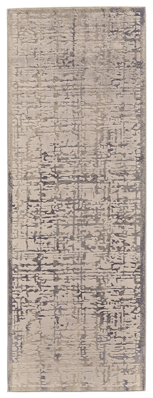 Prasad Modern/Casual Gray/Ivory Runner  Feizy Rugs Small Parcel,Feizy Rugs,Prasad,Gray/Ivory,2'10" x 7'10",Runner,Polypropylene/Polyester,Modern/Casual,Turkey