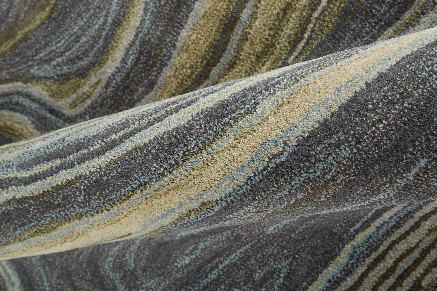 Amira Transitional/Industrial/Casual Abstract/Watercolor Blue/Ivory/Green - Feizy Rug
