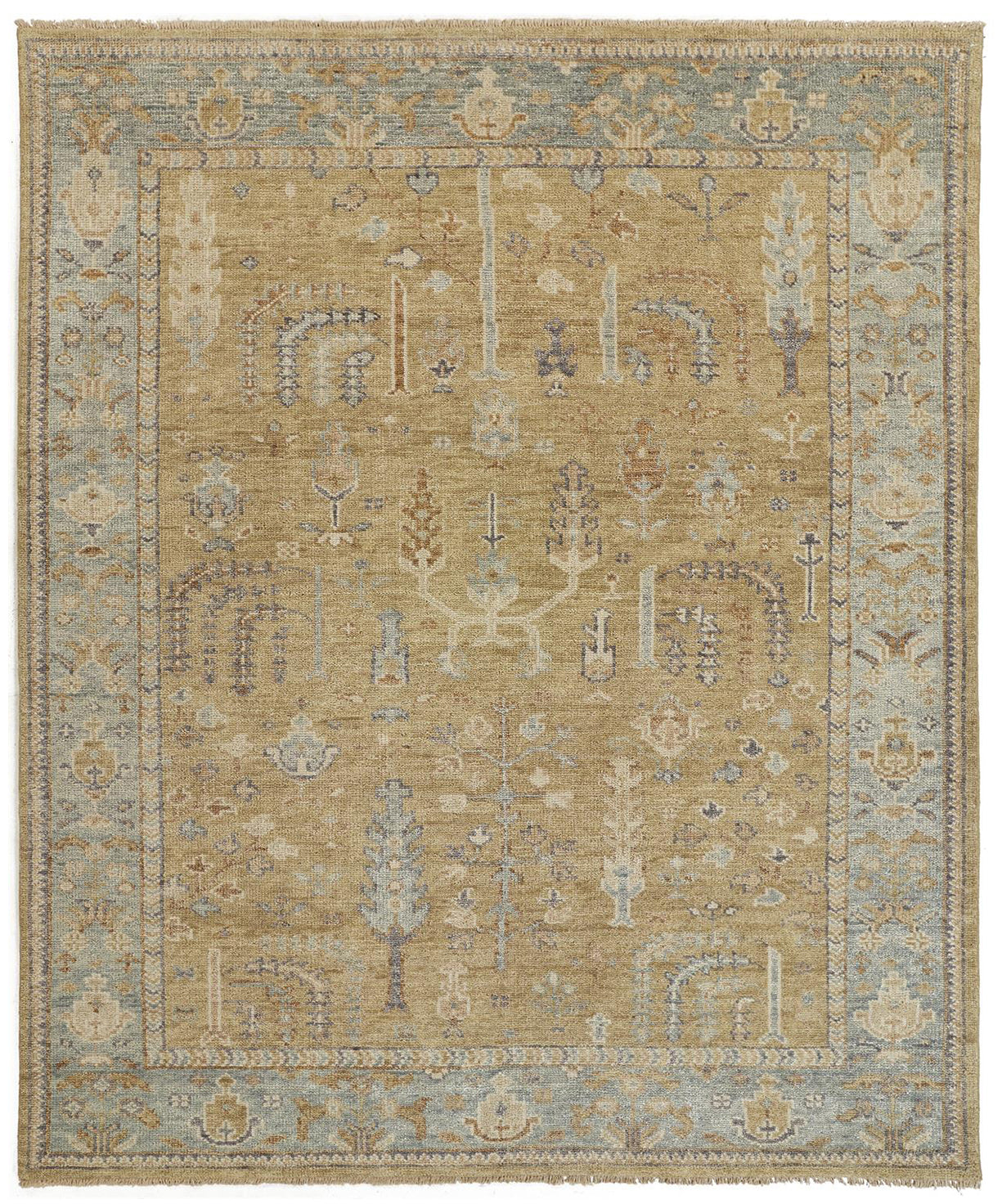 Carrington Traditional/Vintage/Bohemian & Eclectic Gold/Blue/Gray Accent Rug