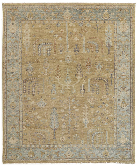 Carrington Traditional/Vintage/Bohemian & Eclectic Gold/Blue/Gray Accent Rug