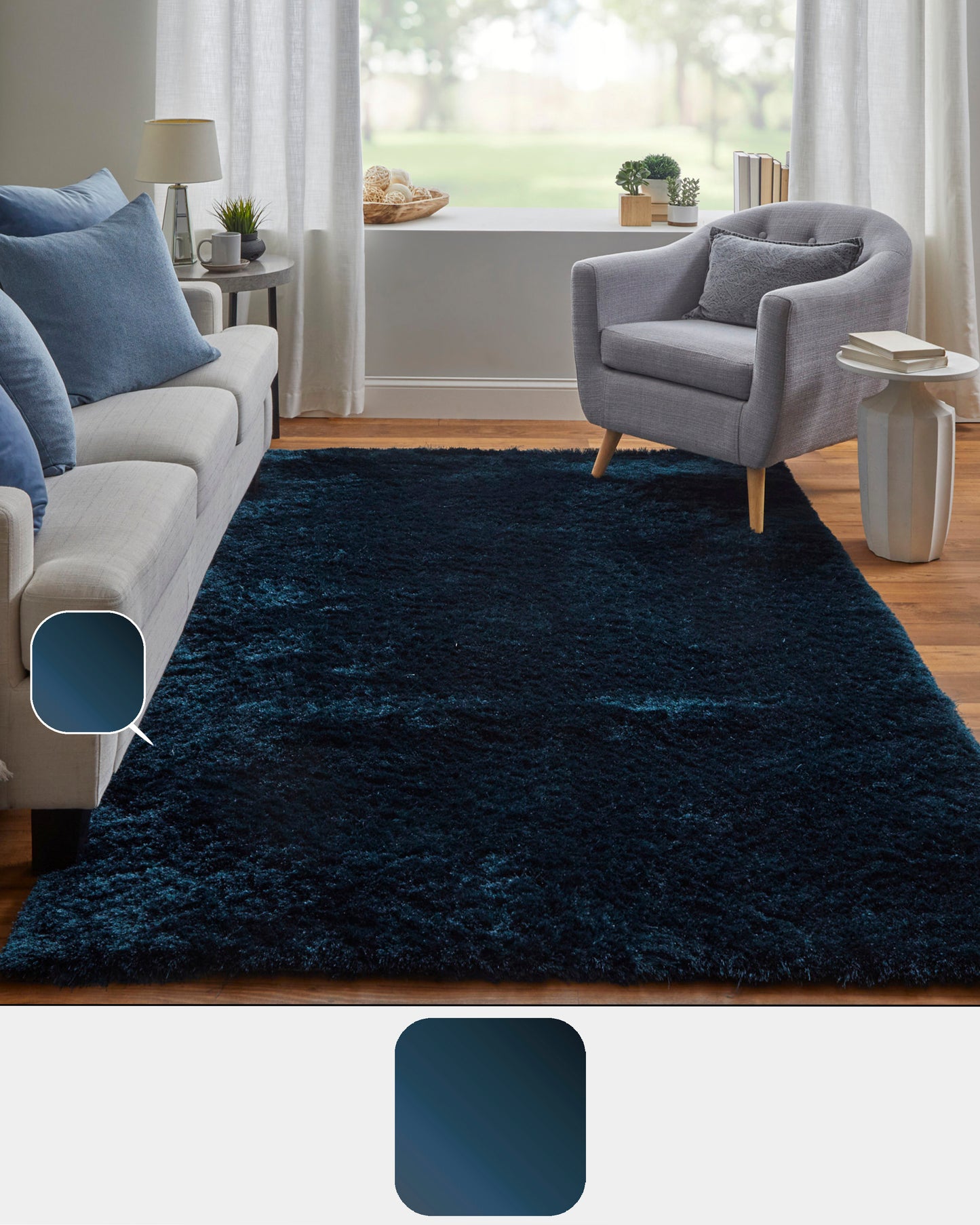 Indochine Modern/Luxury & Glam/Casual Solid Green/Blue - Feizy Rug