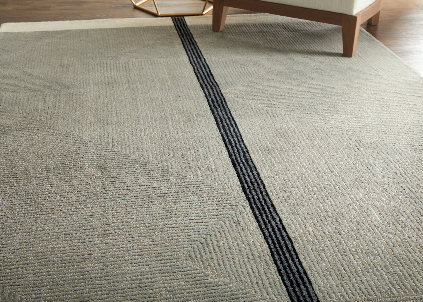 Maguire Transitional/Industrial/Mid-Century Modern Abstract/Geometric Taupe/Black - Feizy Rug