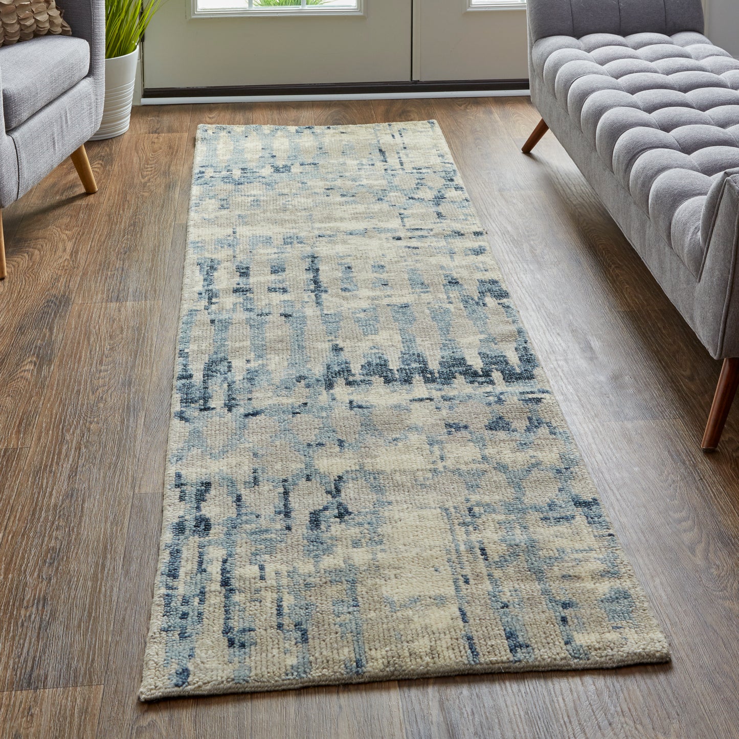 Palomar Transitional/Casual/Farmhouse Abstract/Geometric/Diamond Blue/Tan - Feizy Rug