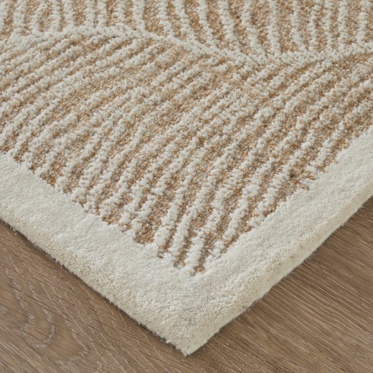 Winston Modern/Nautical & Coastal Floral & Botanical/Bordered/Abstract Tan/Ivory - Feizy Rug