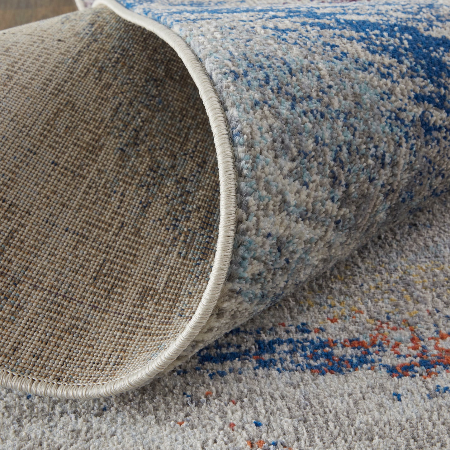 Edgemont Modern/Casual Abstract Blue/Gray/Orange - Feizy Rug