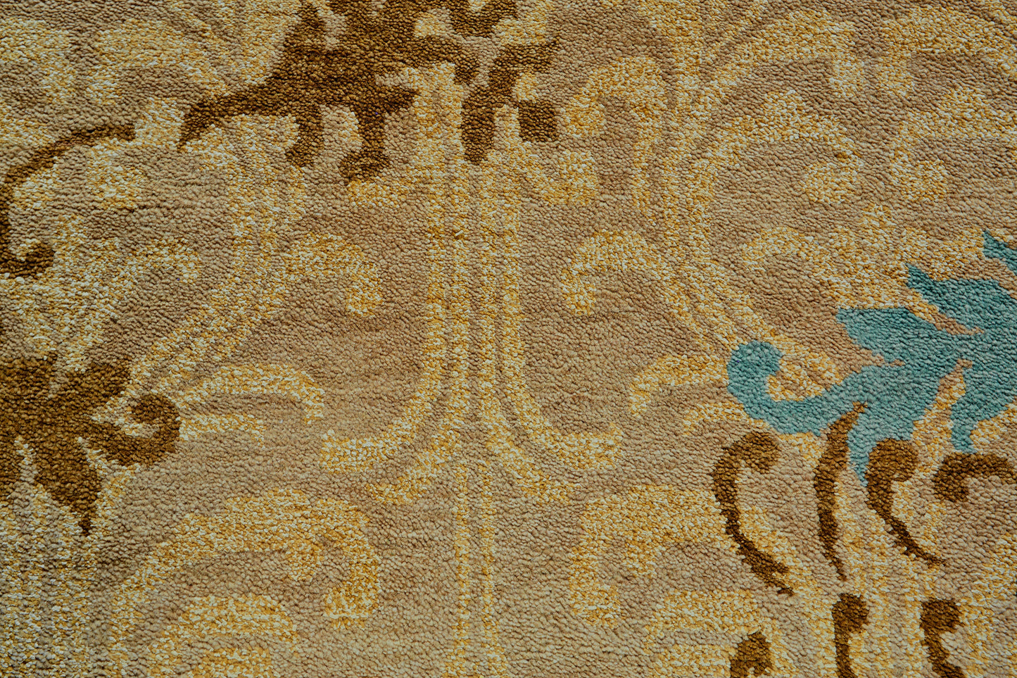 Qing Transitional/Casual/French & Victorian Floral & Botanical/Scroll Tan/Brown/Blue - Feizy Rug