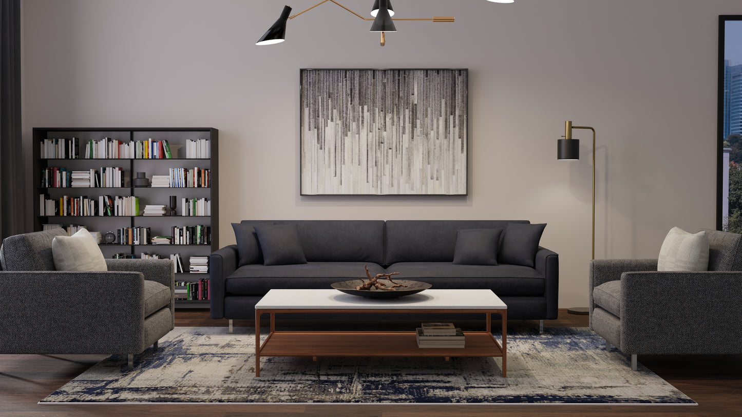 Mandana Modern/Bohemian & Eclectic/Industrial Abstract/Watercolor Ivory/Blue - Feizy Rug